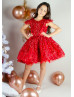 Red Sequins Heart-shaped Back Festival Flower Girl Dress